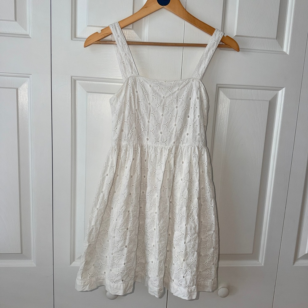 Lilly Pulitzer White Cotton Eyelet Floral Fit & Flare Dress Girls Size 10